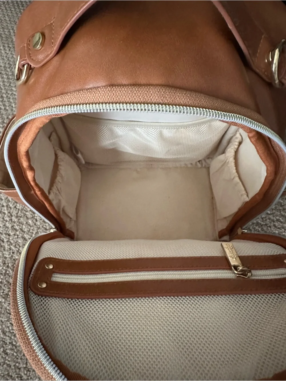 Itzy Ritzy Cinnamon Brown Men's Backpack with Gold Hardware